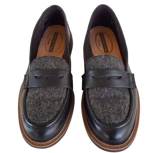 CLARK'S Wool & Leather Slip On Loafer Shoes Women's 6.5M Flat Low Heel Non Slip - Picture 9 of 14